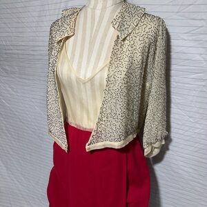 Vintage 1950’s Harvey Furst Elegant Red and Cream Outfit